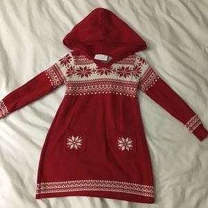 Winter White and Red snowflake sweater dress